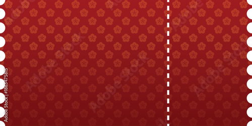 Luxury Red Ticket with Floral Pattern. Mockup and template design.