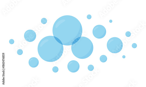 Light blue soap bubbles. Soft water bubbles for hygiene, cleaning and freshness design
