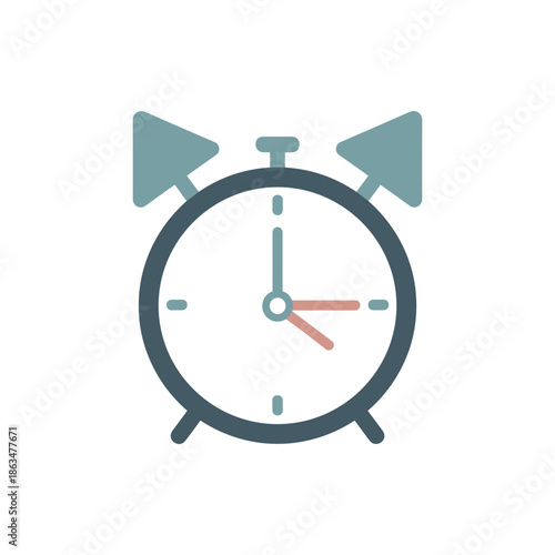 Retro Alarm Clock Icon - Classic Timekeeping Device Illustration