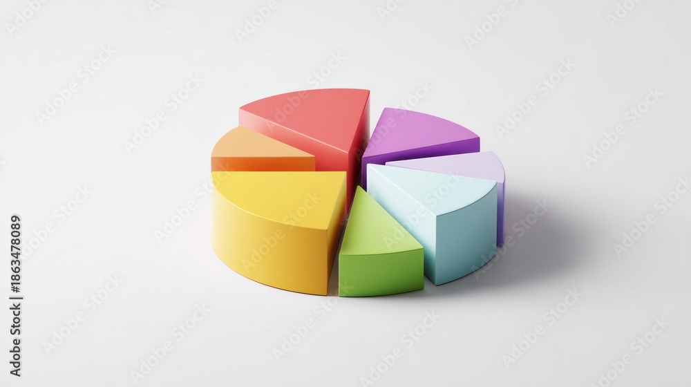 Obraz premium Colorful pie chart segments on white