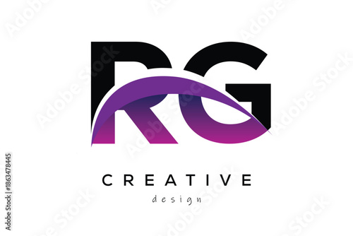 RG Creative And Modern Letter Logo Design with Creative Purple Wave Abstract Latter Logo Concept.