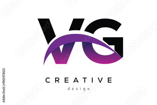 VG Creative And Modern Letter Logo Design with Creative Purple Wave Abstract Latter Logo Concept.