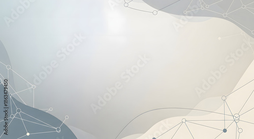 Abstract background with flowing organic shapes and interconnected geometric network patterns in light grey and blue tones.