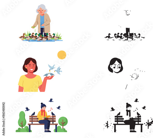 Rice farmer working in paddy field with traditional hat