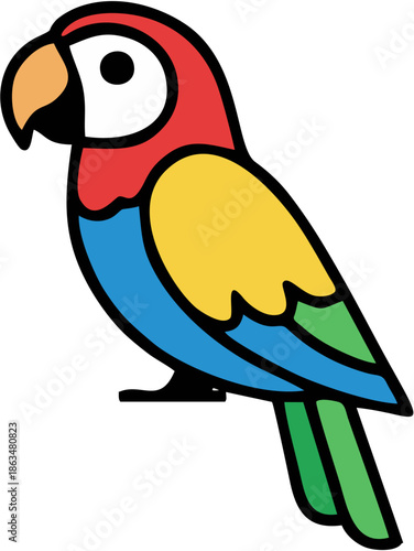Colorful Tropical Parrot Geom...