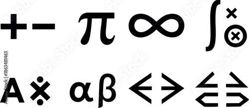 Mathematical Symbols and Greek Letters Collection Vector Illustration for Education and Science 