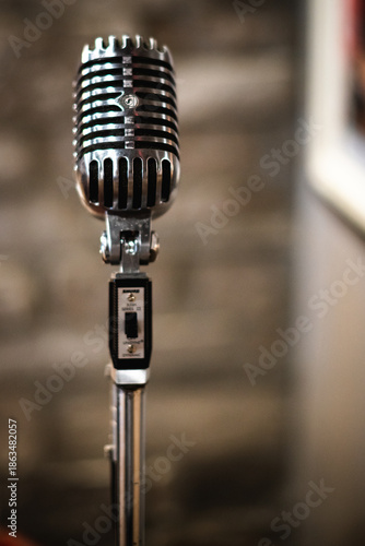 vintage rock n roll microphone on stage