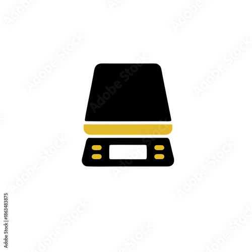 A sleek, minimalist digital kitchen scale vector icon, perfect for precise culinary measurements, showcasing a modern and accurate weighing concept in a clean vector graphic