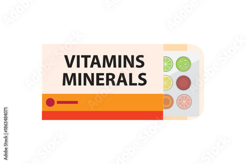 Slices of vegetables and fruit in a drug blister packaging and open box, natural supplements and vitamins concept
