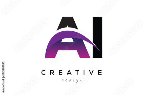 AI Creative And Modern Letter Logo Design with Creative Purple Wave Abstract Latter Logo Concept.