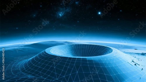 Abstract digital landscape with grid structure