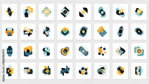 Vibrant geometric shapes in modern abstract art style