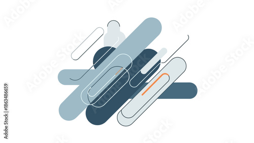 Dynamic abstract shapes in blue and orange hues