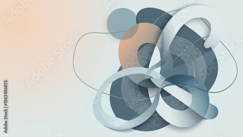 Modern abstract art with swirling shapes and lines