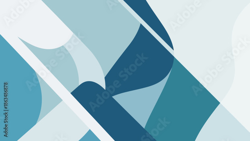 Modern abstract art with blue and white geometric shapes