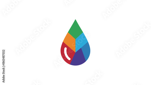 Vibrant Segmented Color Droplet Icon, an Abstract Graphic Design Element Symbolizing Diversity and Creative Solutions