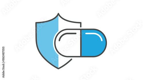Medical Shield Icon Symbolizing Healthcare Protection and Drug Safety