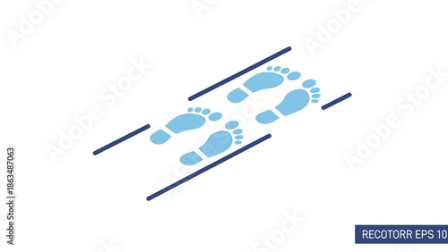 Footprints on a ramp or walkway with parallel lines