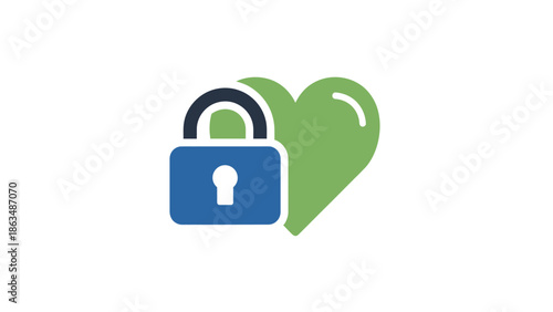 Secure Heart Icon Digital Protection, Health, and Privacy Symbol