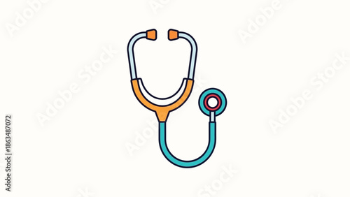 Medical Stethoscope Illustration in Flat Design Style for Healthcare Concepts