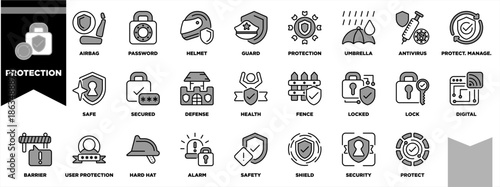 Protection Icon Sheet Black Grey