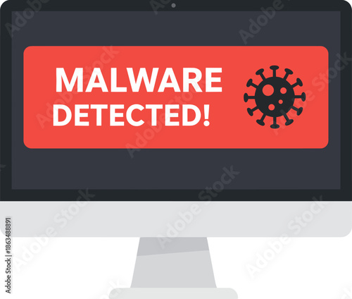 Malware Detected Alert on Computer Screen Cybersecurity Threat Notification Graphic