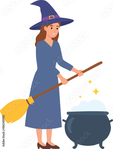 witch with broom