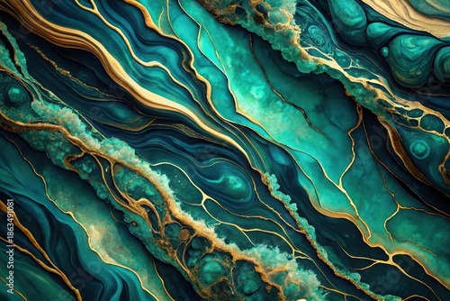Abstract Emerald and Gold Swirls A Luxurious Textured Design for Modern Decor