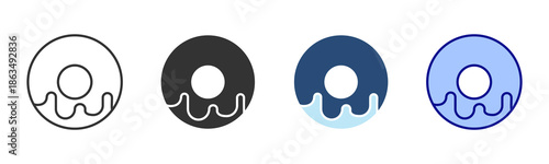 Donut Icon Set. Designed In Multi Style