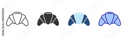 Croissant Icon Set. Designed In Multi Style