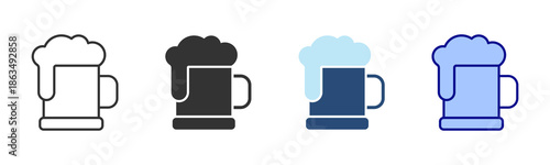 Beer Icon Set. Designed In Multi Style