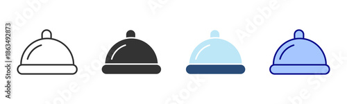 Food Tray Icon Set. Designed In Multi Style