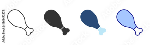 Chicken Icon Set. Designed In Multi Style