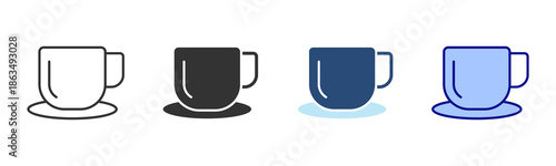 Cup Icon Set. Designed In Multi Style