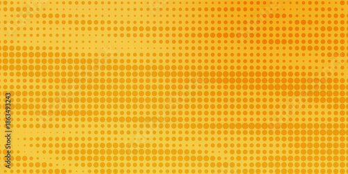 Yellow orange halftone pattern. Retro comic gradient background. Square pixilated dot cartoon texture.EPS10