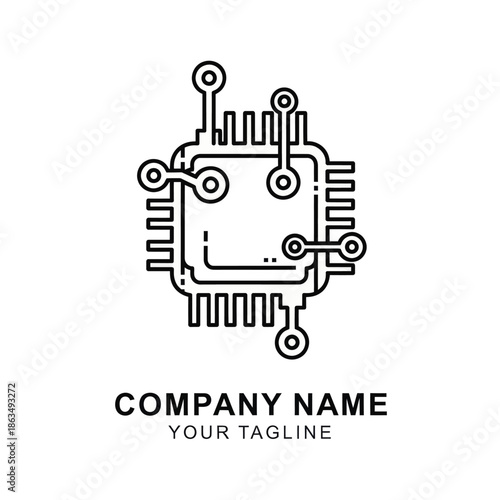 Detailed Microchip Illustration for Technology Company Logo Design.
