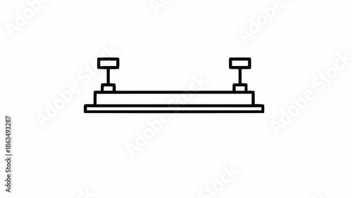 Minimalist Outline Illustration of a Simple Horizontal Bar with Two Upright Posts.