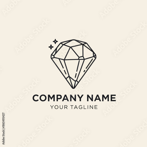 Elegant Diamond Logo Design with Sparkles and Geometric Facets.