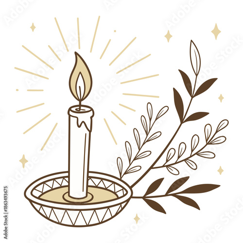 hand-drawn vector illustration of a candle for St. Brigid’s Day