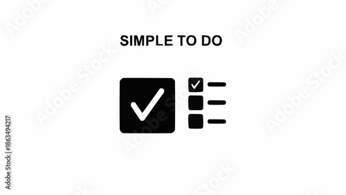 Simple To-Do List Icon with Checkmark and List Elements for Task Management.