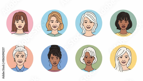 Diverse Women Portraits - A Collection of Illustrated Faces.