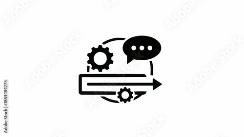 Process Automation with Gears, Arrow, and Communication Bubble.