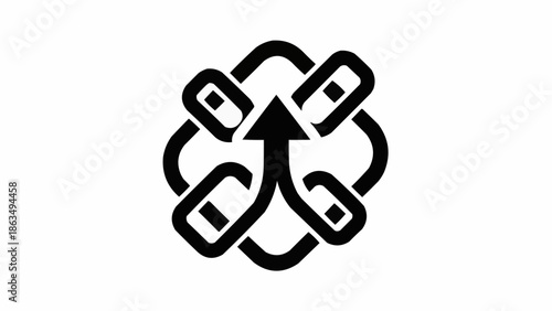 Interconnected Links with Upward Arrow - Symbol of Integration and Progress.