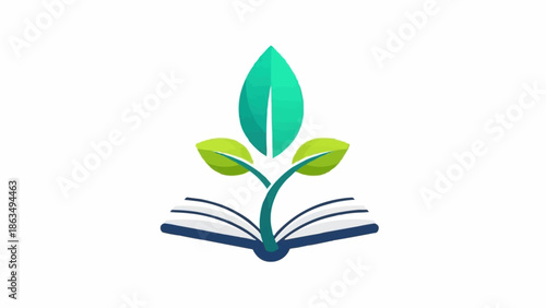 Open Book with Growing Plant - Symbol of Knowledge and Education.