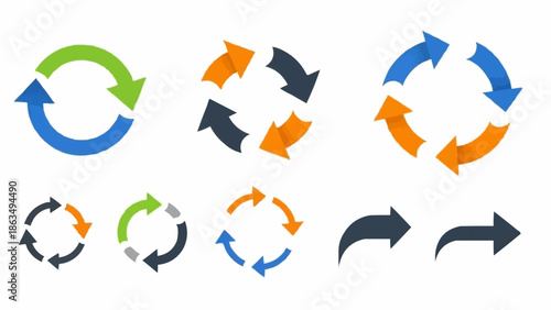Collection of Circular Arrows for Graphic Design and Presentations.