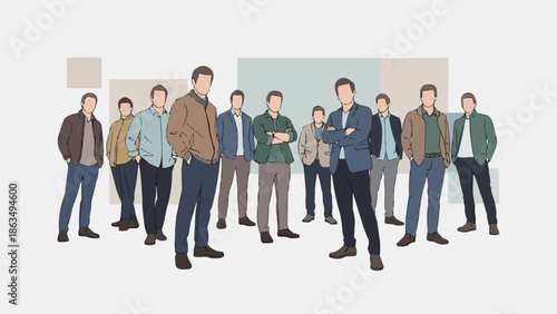 Diverse group of men standing together in a casual setting, showcasing unity and camaraderie.