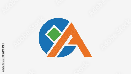 Abstract Logo Design with Circle, Square, and Letter A.
