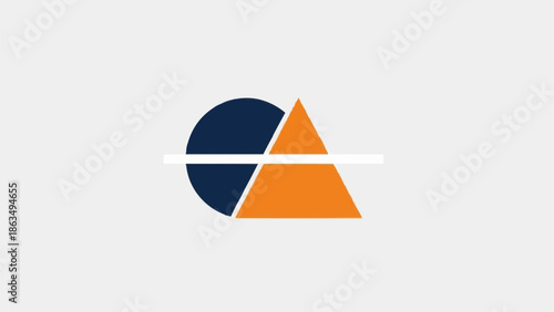 Abstract logo design featuring a circle and a triangle intersected by a line.