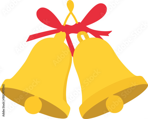 christmas bells with red ribbon
