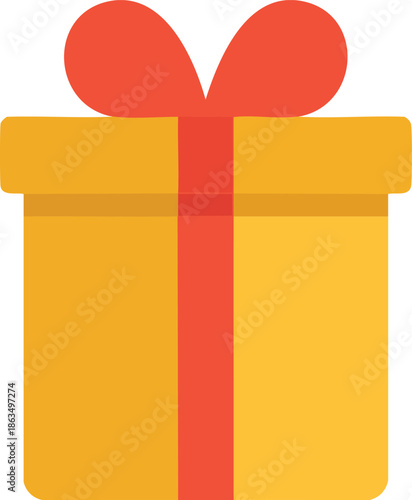 Vector illustration of a religious gift box with a red ribbon and gold crucifix symbol, perfect for a Christmas celebration or birthday card representing faith and God